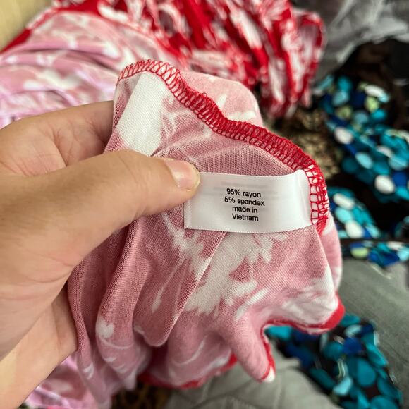 Red Tropical Floral Print Short Sleeve Wrap Maxi Dress Plus Sz 2X Stretch Cruise - Picture 9 of 10